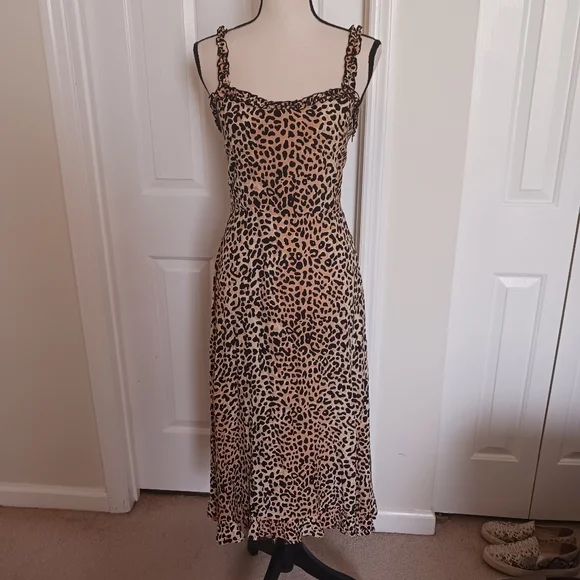 Faithfull The Brand Noemi Leopant Print Sleeveless Midi Dress
